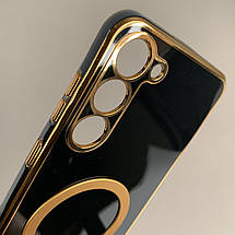 Чохол для Samsung Galaxy S23 Plus з MagSafe із золотою рамкою на самсунг с23 плюс чорний q08w, фото 4