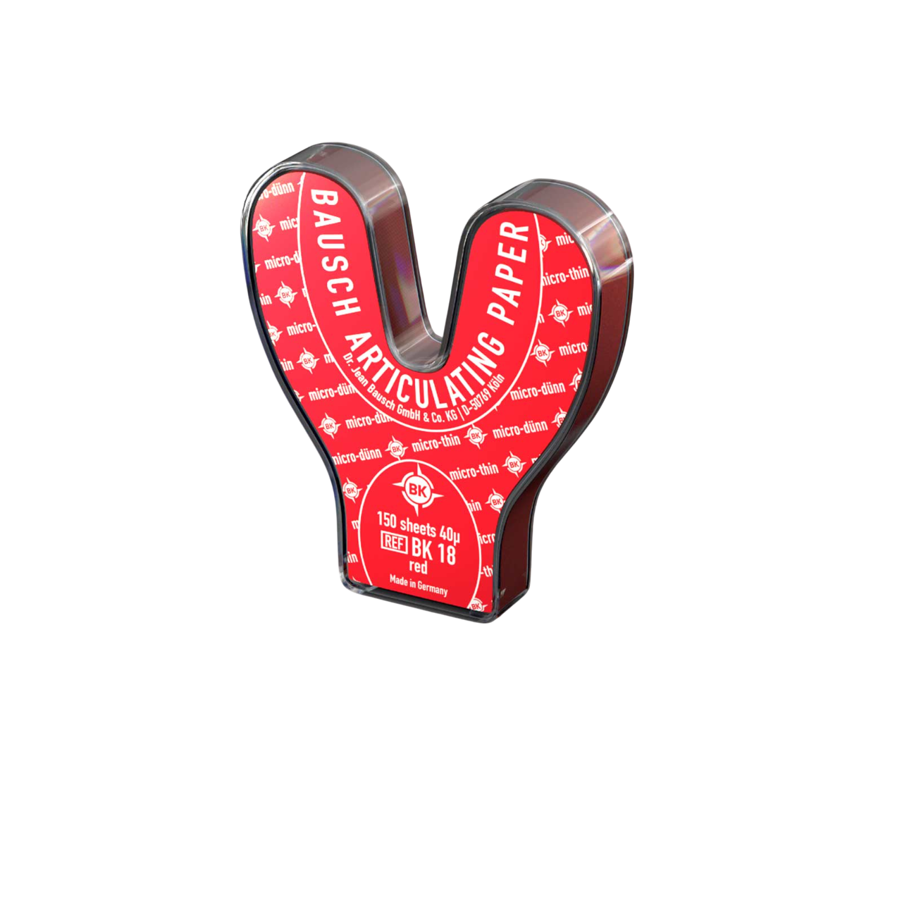 Артикуляційний папір BK18 40мкм, колір червоний, підковоподібний, 150шт, фото 1