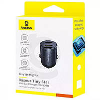 Автомобільний зарядний пристрій Baseus Tiny Star Mini Car Charger 2xType-C 30W, фото 3