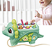 Розвивальна іграшка 5 в 1 динозавр Дитяча гра стукачка каталка магнітна рибалка пальчикові ігри 2 кольори, фото 6