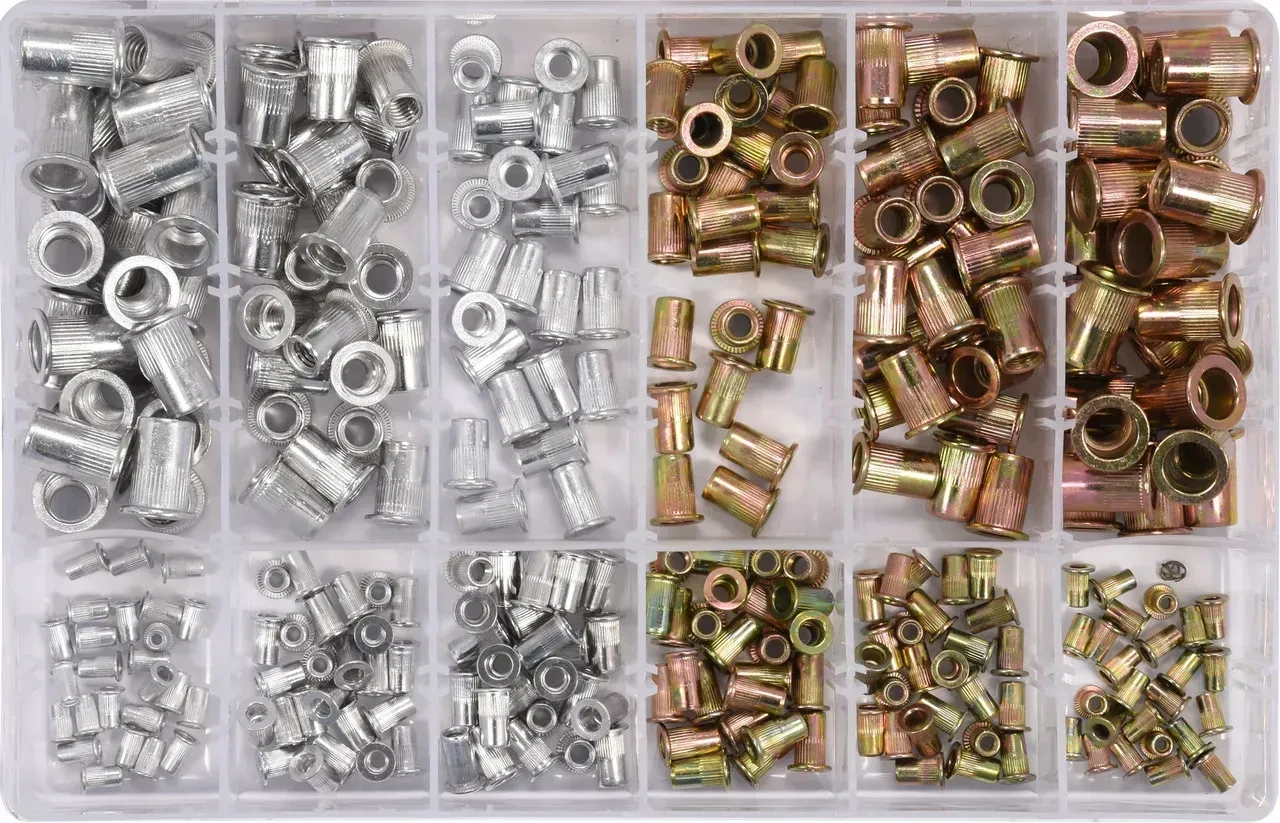 Набір сталевих та алюмінієвих заклепувальних гайок МЗ-М10, 300 шт. YATO YT-36480, фото 1