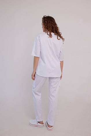 Жіночий медичний костюм Elit Cotton Мирослава білий - Костюм косметолога - Костюм масажиста, фото 3