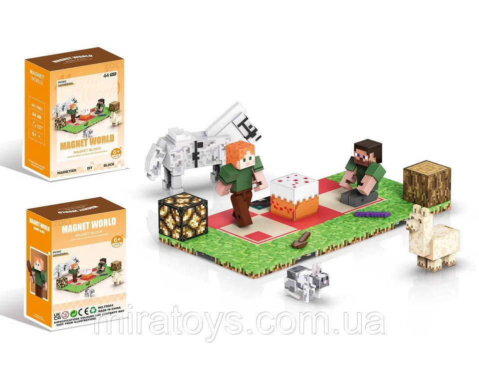 Магнітний конструктор Майнкрафт "Пікнік", 44 деталі, фото 1