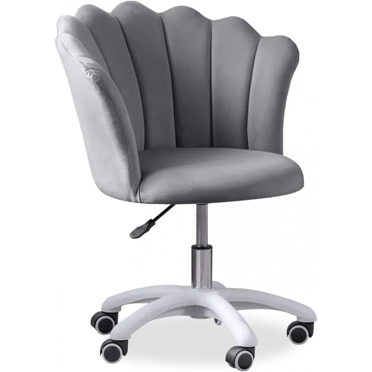 Крісло на колесах для дому FLOWERS велюрове з круглою спинкою, механізм газліфт, навантаження 100 кг, колір сірий, фото 1