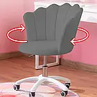 Крісло на колесах для дому FLOWERS велюрове з круглою спинкою, механізм газліфт, навантаження 100 кг, колір сірий, фото 3