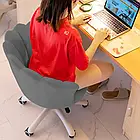 Крісло на колесах для дому FLOWERS велюрове з круглою спинкою, механізм газліфт, навантаження 100 кг, колір сірий, фото 4