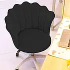 Крісло на колесах для дому FLOWERS велюрове з круглою спинкою, механізм газліфт, навантаження 100 кг, колір сірий, фото 6