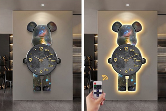 Годинник настінний "Ведмедик" з LED-підсвіткою, 31×60 см