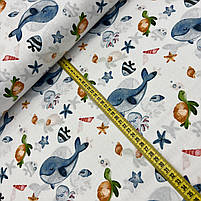Польская бязь "Морские жители на белом" 160см, фото 2