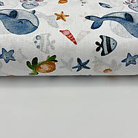 Польская бязь "Морские жители на белом" 160см, фото 4