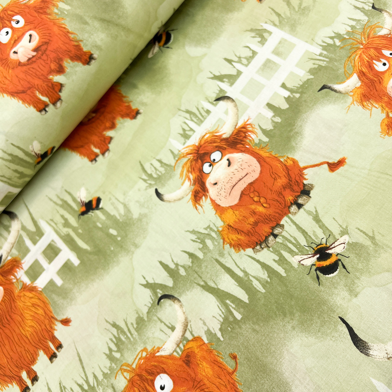 Польська бязь "Руді корови на зеленому" 160 см, фото 1