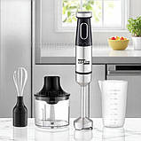 Електричний занурювальний блендер 1500 Вт Zepline ручний блендер з чашею 0.5 л подрібнювач кухонний з вінчиком, фото 2