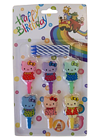 Свічки в торт для дітей Hello Kitty 6 штук 6 см різнобарвний