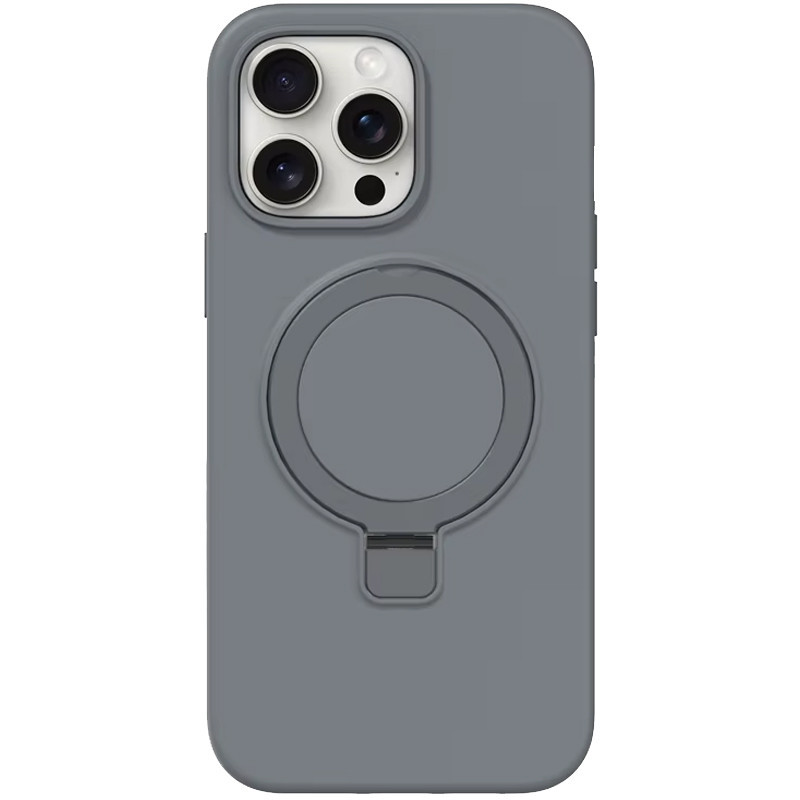 Чохол Silicone Case Full Protective NO LOGO with Ring для Apple iPhone 14 Pro (6.1") Grey, фото 1