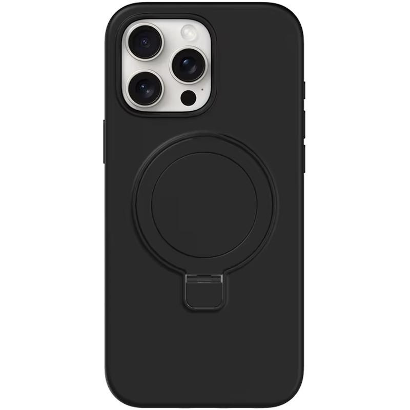 Чохол Silicone Case Full Protective NO LOGO with Ring для Apple iPhone 14 Pro (6.1") Black, фото 1