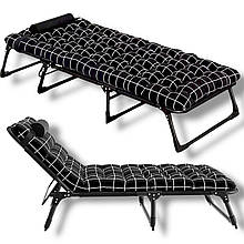 Ліжко розкладне з велюровим матрацом Leobro до 150кг, розкладачка шезлонг з подушкою