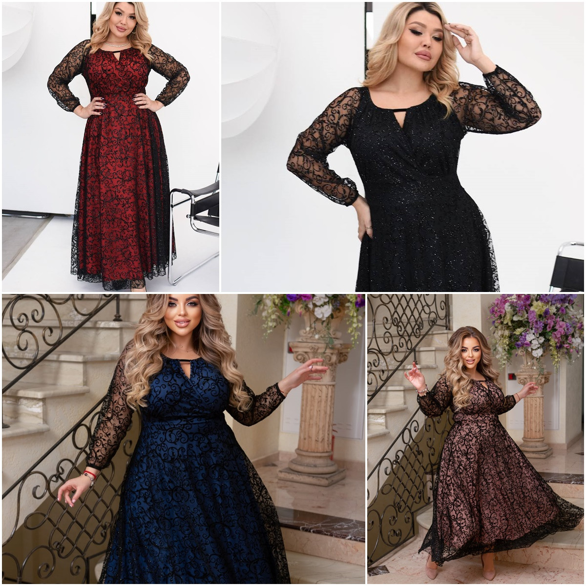 Шикарна сукня сітка флок