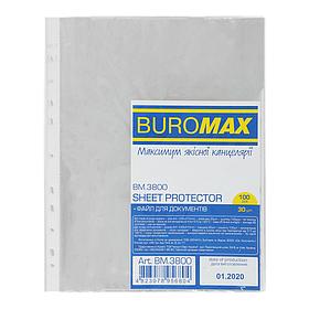 Файл для документів Buromax А4+, 30мкм, 100шт. в упаковці