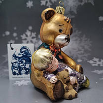 Скляна ялинкова іграшка Мишка с ребьенком на руках Komozja Family Santa Claus, фото 4