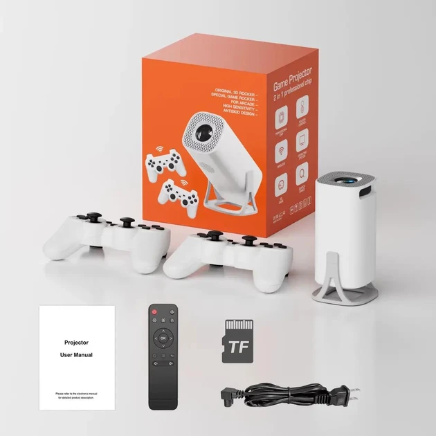 Проєктор відеоігровий із джойстиками + пульт керування Android Projector HA-199 Білий