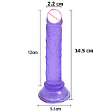 Фалоімітатор 14 см, Реалістичний фалос на присосці, Ділдо Фіолетовий, Вагінальний стимулятор, Інтимні іграшки, фото 2
