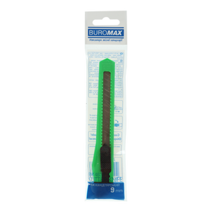 Ніж канцелярський Buromax, 9 мм, з механ.фіксатором лез, пластиковий корпус, фото 1