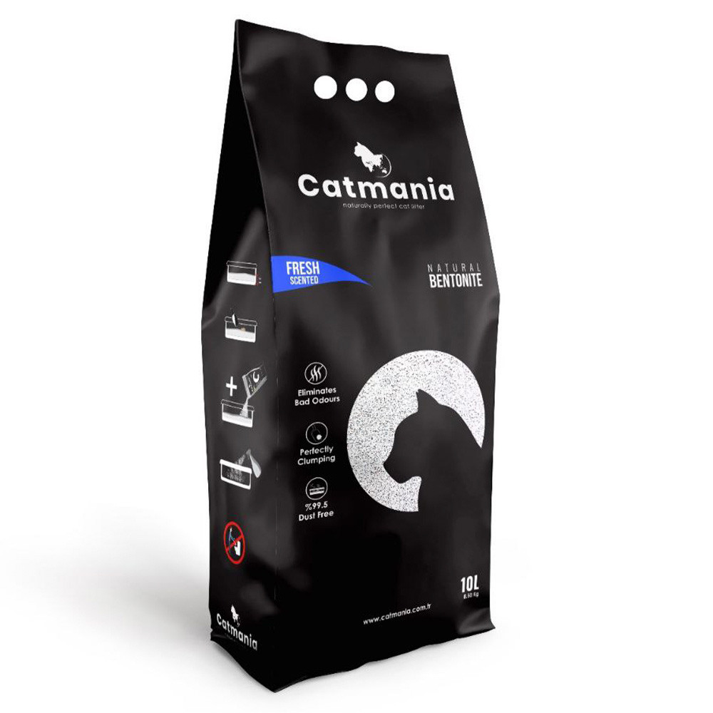 Бентонітовий наповнювач CATMANIA свіжість + блакитні гранули, 10л