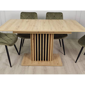 Стіл розкладний з ДСП для кухні, вітальні чи столової Casandra  дуб артизан/чорний  Intarsio