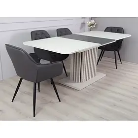 Стіл розкладний з ДСП для кухні, вітальні чи столової Casandra max шоіковий камінь/антрацит   Intarsio