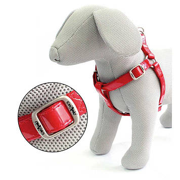 Шлея GLOSSY , (глянцева  штучна шкіра лак +нейлон), червона 50-75x2см .