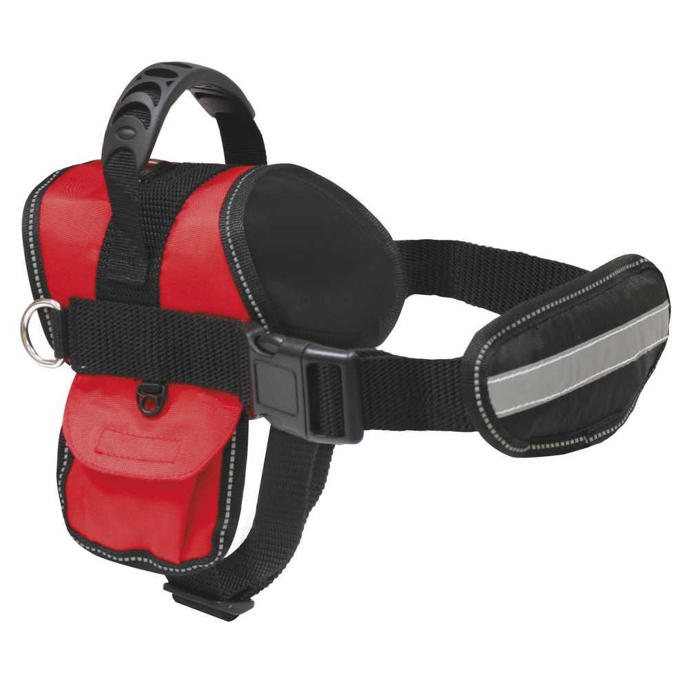 Шлея HIKING з кишенею, червона, поводок в комплекті, 50-64см, фото 1