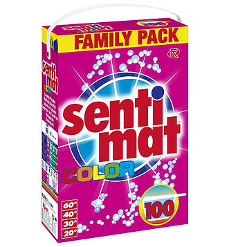 Порошок для кольорових тканин Sentimat Color 5.5kg на 100 прань — захист кольору