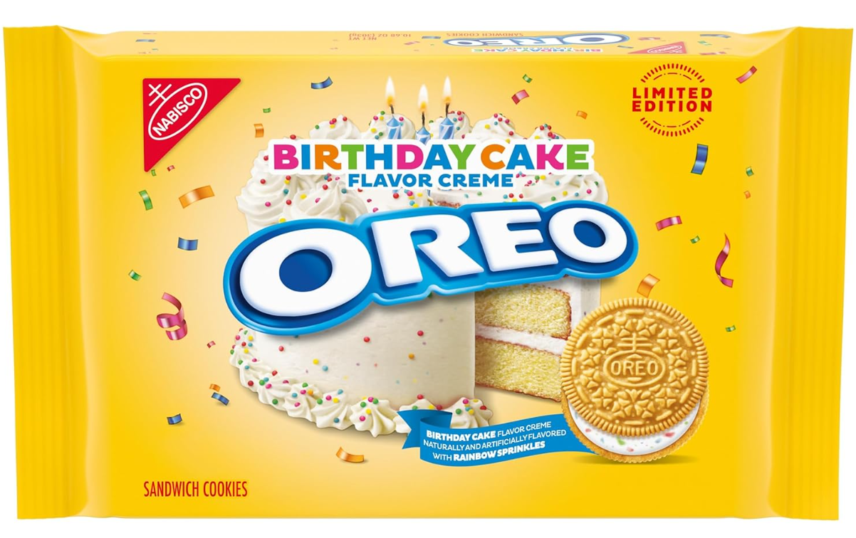Печиво Oreo Golden Birthday Cake Creme Sandwich Cookies Limited Edition 303г, фото 1