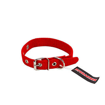 Нашийник брезентовий Пухнастики, червоний 20 мм/38см