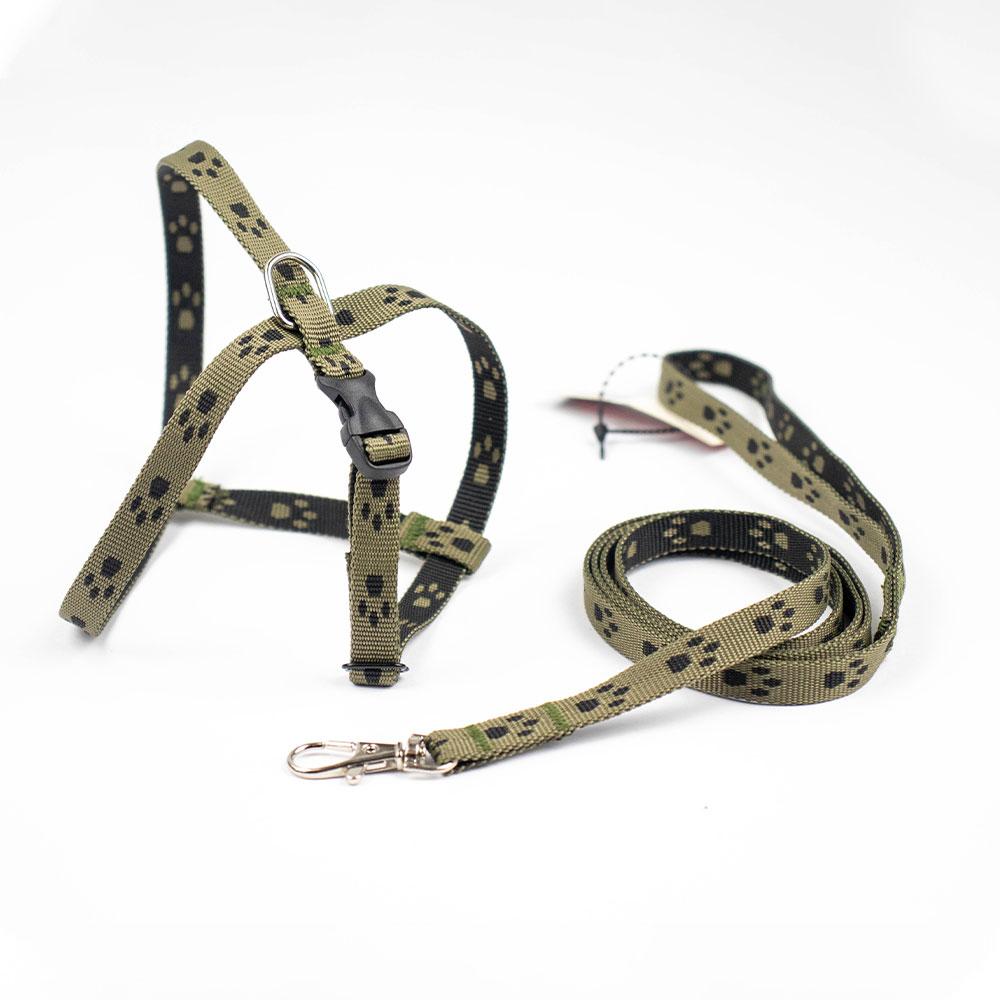 Шлея з повідцем "Пухнастики" (оливка) 1,2 м, фото 1