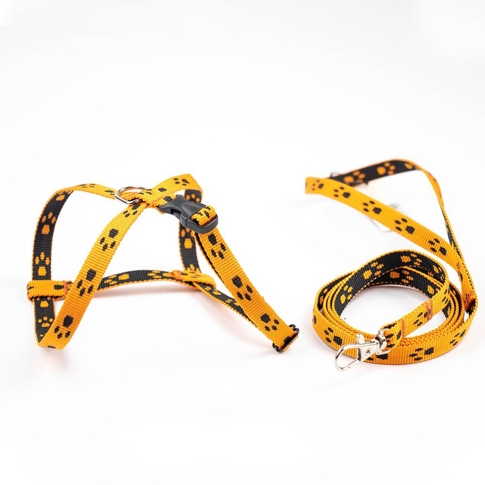 Шлея з повідцем "Пухнастики" (помаранчева) 1,2 м, фото 1