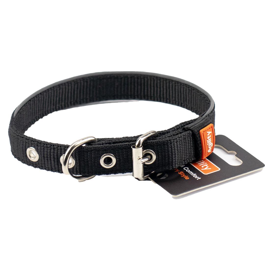 Нашийник "Agility" нейлоновий із світловідбивним кантом, подвійний  20мм 300-380мм,чорний, фото 1