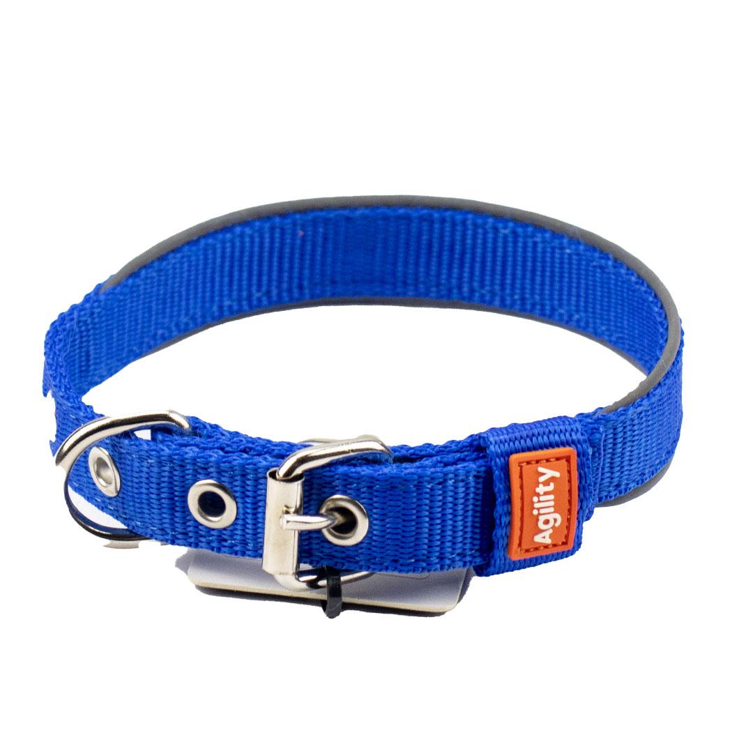 Нашийник "Agility" нейлоновий із світловідбивним кантом, подвійний 20мм 300-380мм, синій, фото 1