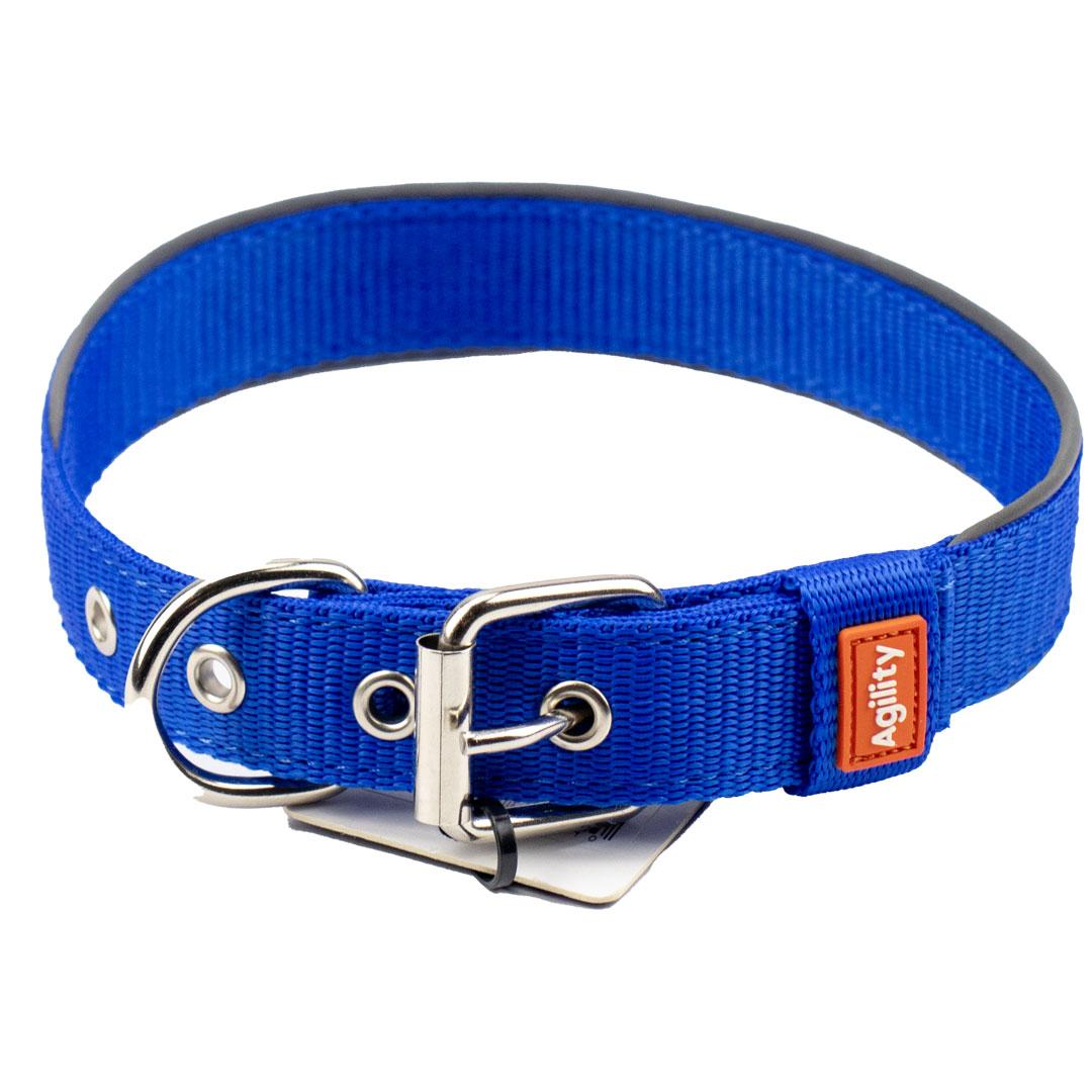 Нашийник "Agility" нейлоновий із світловідбивним кантом, подвійний 25мм 380-460мм,синій, фото 1