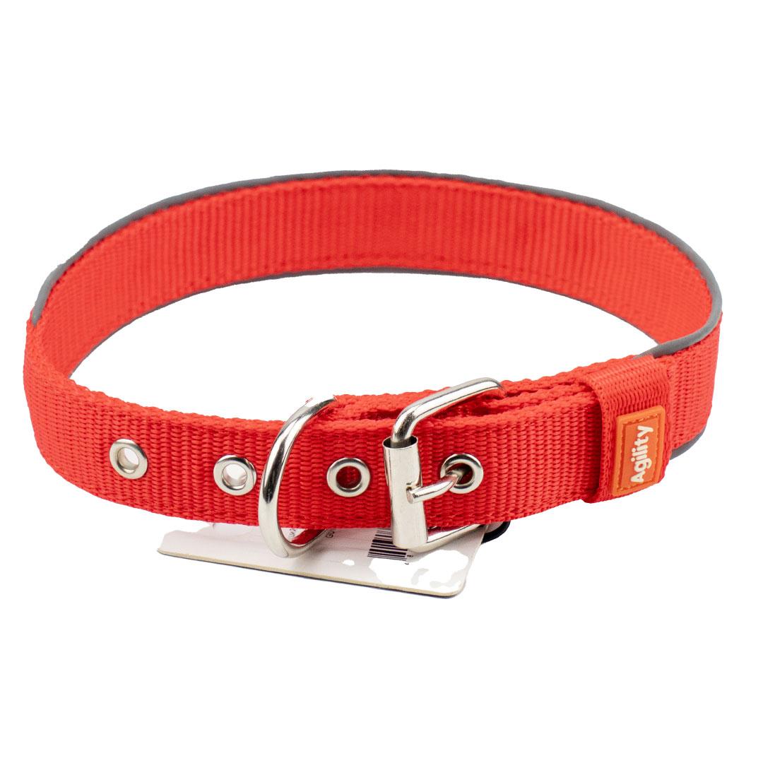 Нашийник "Agility" нейлоновий із світловідбивним кантом, подвійний 25мм 380-460мм,червоний, фото 1