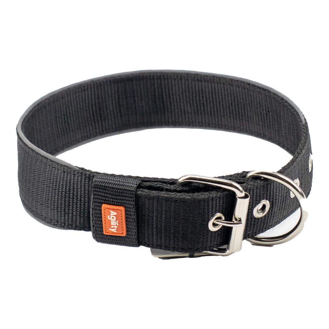 Нашийник "Agility" нейлоновий із світловідбивним кантом,подвійний 40мм 460-550мм, чорний, фото 1
