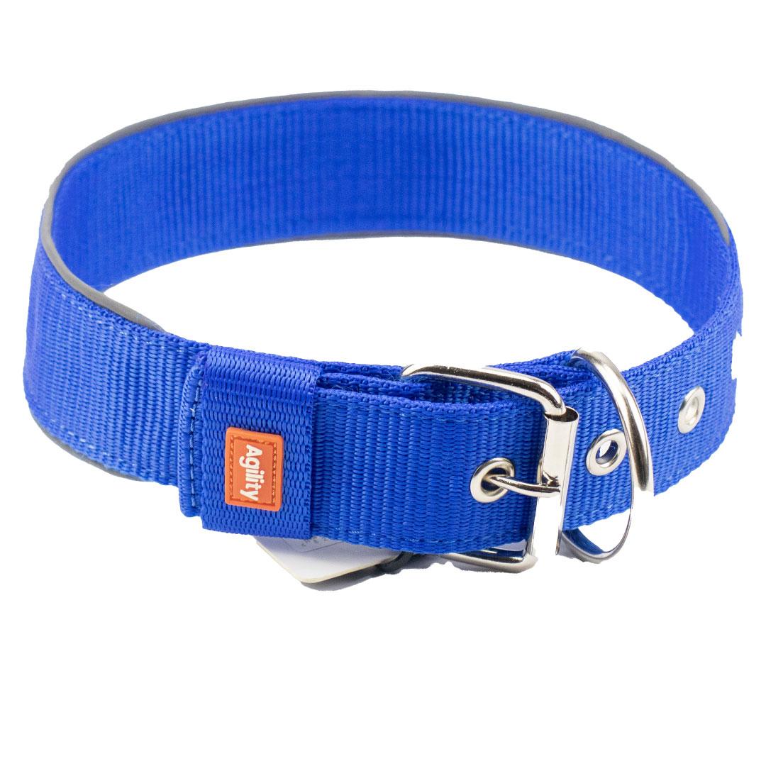 Нашийник "Agility" нейлоновий із світловідбивним кантом,подвійний 40мм 460-550мм,синій, фото 1