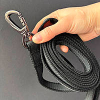 Длинный поводок для собак с металлическим карабином и прорезиненым нейлоном, 3 метра, черный