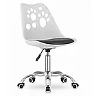 Офісний стілець на колесах із сидінням зі шкірозамінника RENO з принтом Лапки, поворотний, колір білий, фото 2