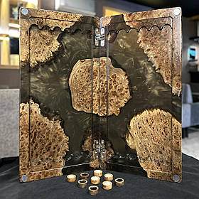 Нарди ручної роботи з капового тополю та епоксидної смоли, 50*50 см