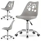 Офісний стілець на колесах із сидінням зі шкірозамінника RENO з принтом Лапки, поворотний, колір білий, фото 9