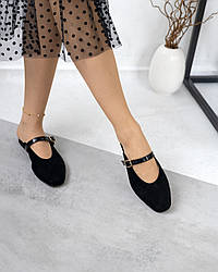 Чорні жіночі мюлі з натуральної замші