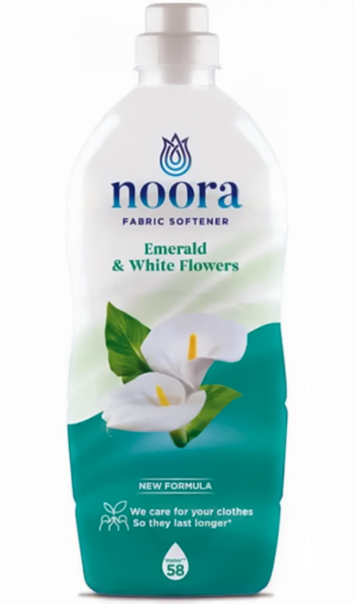 Кондиціонер для білизни Noora Emerald & White Flowers Смарагд і Білі квіти, 928 мл (58 прань), фото 1