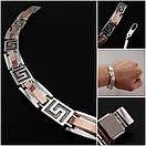 Широкий чоловічий срібний браслет із золотом. Срібний браслет з накладками золото 375. Довжина 21 см, фото 6