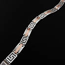 Широкий чоловічий срібний браслет із золотом. Срібний браслет з накладками золото 375. Довжина 21 см, фото 10